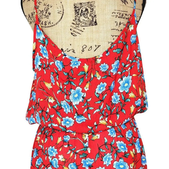 VERSE Womens Floral Boho Blouson Spaghetti Strap Maxi Dress Size XL Red Blue - Picture 5 of 16
